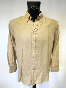 BRAND NEW RALPH LAUREN POLO CAMEL LINEN COLLARED LONG SLEEVE SHIRT SIZE S/P - Picture 1 of 4