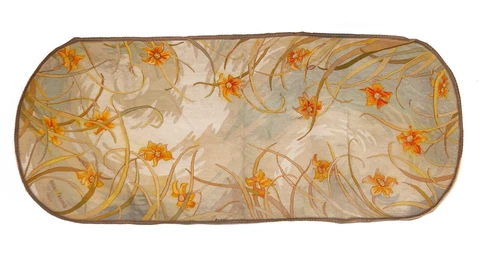 Antique French Renaissance Full Floral Aubusson Sofa Cover Hand Woven | 53X23inc Cover