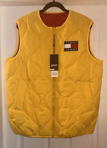 Chaleco Chaleco TOMMY Jeans Grande Reversible Amarillo Rojo Acolchado Ajuste XS S M L - Imagen 1 de 5
