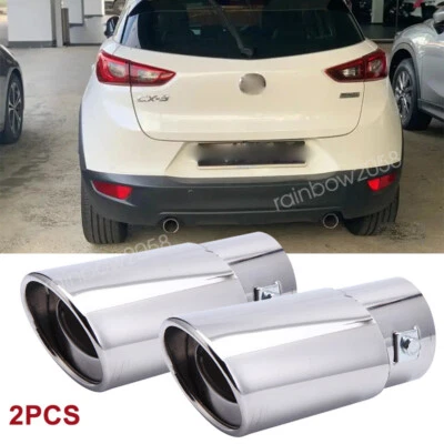 For Mazda CX-3 CX-5 Exhaust Pipe Rear Tail Muffler Chrome Stainless Steel Tip Foto 1 de 4