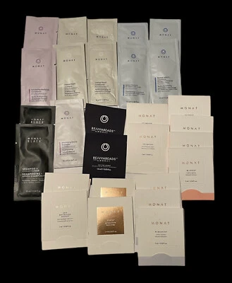 Огромный смешанный лот образцов шампуня кондиционера по уходу за волосами Monat и многое другое в комплекте - Изображение 1 из 4