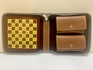 American Express Tuscan Mini Travel Chess Checkers Set in Vinyl  Case - Picture 1 of 19
