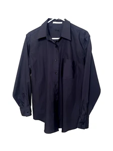 Foxcroft Size 12 Long Sleeve Button Up Shirt Solid Black Wrinkle Free No Iron - Picture 1 of 12
