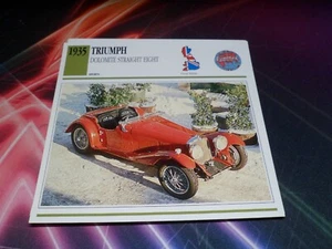 1935 Triumph Dolomite Straight Eight Car Photo Spec Sheet Stat Info CARD - Bild 1 von 1