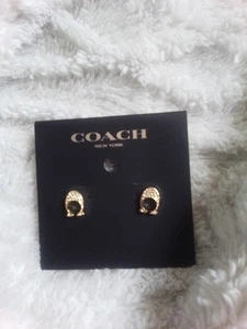 Orecchini Coach Firmati Logo "C" Tono Oro Regalo Gioielli Donna - Foto 1 di 2