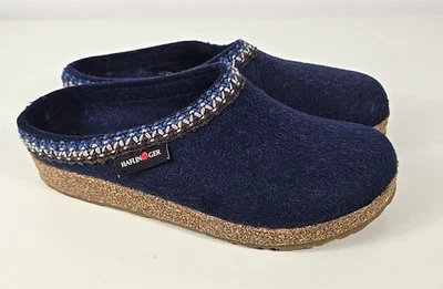 Zapatillas zuecos de lana azul marino Haflinger para mujer GRIZZLY ZIG ZAG talla 40/US 9 Foto 1 de 4