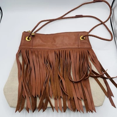 Hobo International Crossbody Bag Linen Leather Fringe Western Boho Festival NWOT - Image 1 of 4