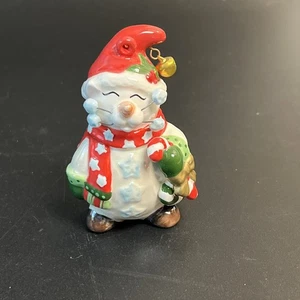WhimsiClay Fancy Feline Christmas Cat Figurine Amy Lacombe #10804 Scarf Hat Bell - Picture 1 of 10