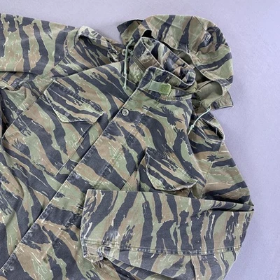 Vintage Alpha Industries Mens MD Tiger Stripe Camo M65 Hooded Field Coat USA 80s - Image 1 of 4