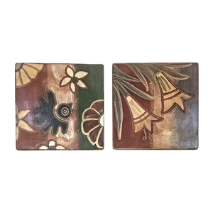 Seminario Ceramicas Cusco Peru Pottery 2 Wall Decor Earthenware Clay Tiles 6"x6" - Picture 1 of 5