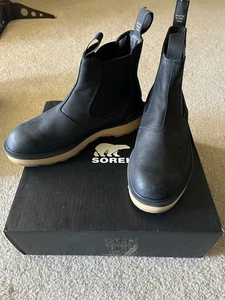 New In Box Sorel Women’s Hi Line Cheksea Boots Black Elk Size 8 - Picture 1 of 5