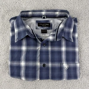 Ariat Hemd Herren 2XL blau kariert Pro Series Kurzarm Button Down Mesh - Bild 1 von 9