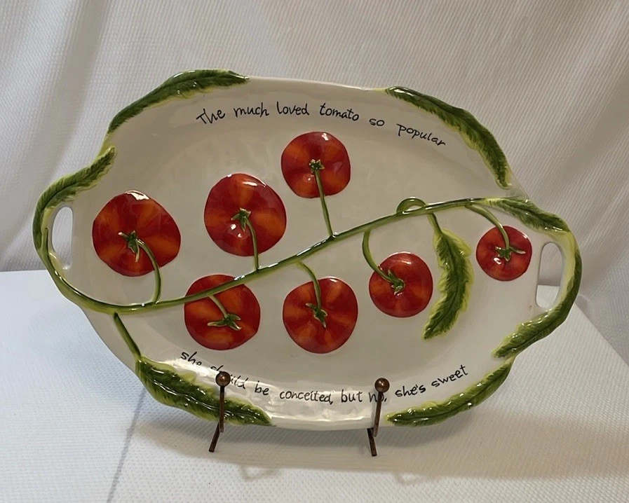 Plato de tomate en relieve CERTIFICADO INTERNACIONAL Judy Phillips 19,75”x 12,5” Foto 1 de 4