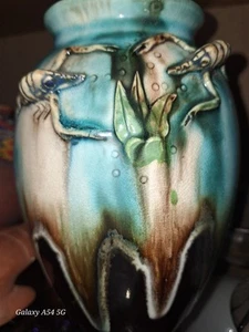 Incredible Vintage Salt Glazed Sculptural Crawdad Lobster Vase 8.5" EC Unusual - Picture 1 of 10