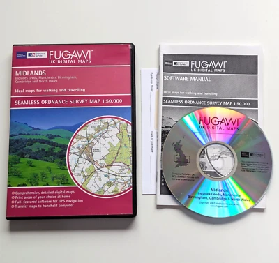 Fugawi UK Digital Maps - Midlands - Seamless Ordnance Survey Map 1:50,000 - PC - Image 1 of 3