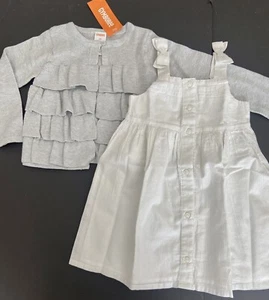 NWT/EEUC 2T Gymboree SEASIDE STROLL Cotton/Silver Metallic SUNDRESS & CARDIGAN - Picture 1 of 10