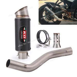 For Kawasaki Ninja ZX10R 2008-2020 Mid Exhaust Link Pipe 51mm Muffler Carbon Tip - Bild 1 von 14