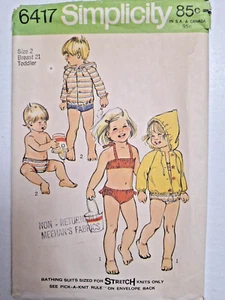 Jacket Bathing Suit Bikini Girls 2 Simplicity 6417 Sewing Pattern VTG Swimsuit - Picture 1 of 9