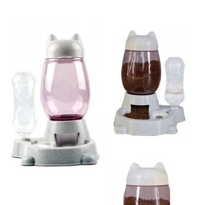 QLS Wasser- und Futterspender 2in1 für Katzen Hunde 2,2L Trockennahrung Grau - Bild 1 von 4