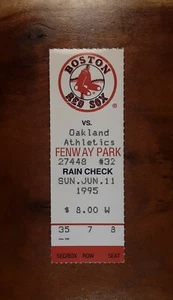 Mark McGwire 3 HRs in 1st 3 ABs Over Green Monster WATCH 1995 A's Red Sox Ticket - Picture 1 of 5