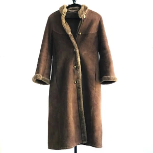 Sawyer of Napa Tall Brown Shearling Button-Up Jacket Women's Size 6 - Picture 1 of 7
