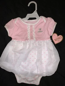 BABY GIRL SHORT SLEEVE JUMPSUIT 6-9 MOS XOXO BABY PINK WHITE DRESS NEW W TAG - Picture 1 of 6