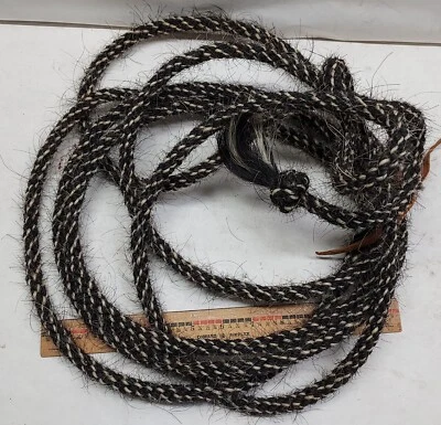 Braided Horsehair Rope - 17 Foot x 1/2 in. Diameter - Black And White - Image 1 of 4