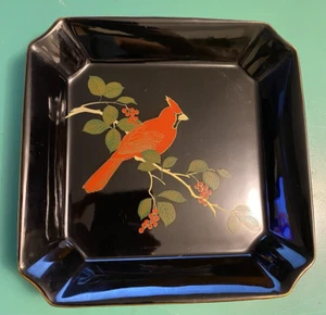 Vintage Otagiri Red Cardinal Square Plate Japan (Black) - Picture 1 of 10
