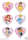DISNEY PRINCESS 48 CAKE TOPPERS PARTY ICING SUGAR  HEART SHAPE DIY IMG d NEW***