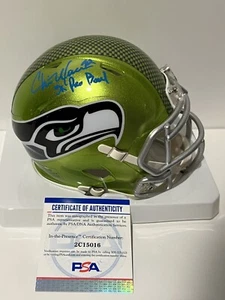 CHRIS WARREN 3x Pro Bowl Signed Autographed Seahawks FLASH Mini Helmet PSA - Picture 1 of 3