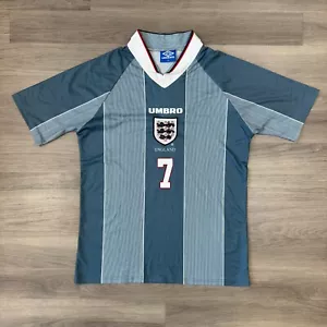Umbro 1996 England Football Shirt Mens XL Away Number 7 David Beckham Authentic - Picture 1 of 16