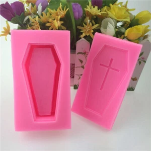 3D Silicone Mold Fondant Halloween Skeleton Coffin Candy Cake Mould Baking Tool - Picture 1 of 7