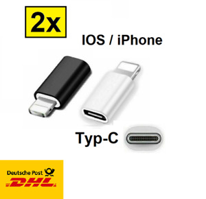 2x USB Typ-C zu IOS iPhone Adapter Stecker für iPhone iPad iPod Converter Plug