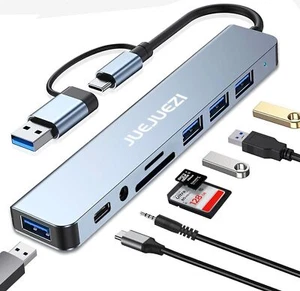 Usb Hub 3.0 Multiport Adapter 8 Port Aluminum Usb & Usb C Hub 3.0 Expander Split - Picture 1 of 9
