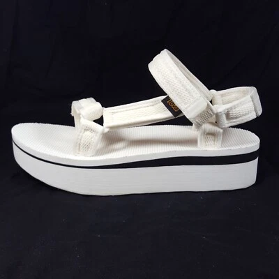 Teva Mujer Sandalias Zapatos Blanco Plataforma Ajustable Informal Comodidad 9  Foto 1 de 4