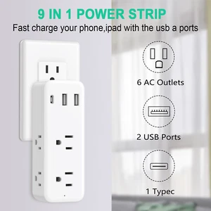 Surge Protector Power Strip, 6 Outlets, 2 USB, 1 Type-C, Home Office Use - Picture 1 of 30