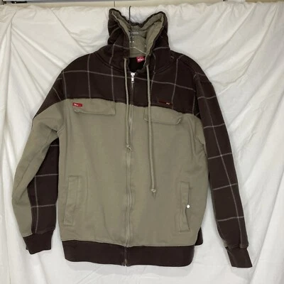 Sudadera con Capucha Foursquare Snowboard Cremallera Completa Marrón Tostado A Cuadros Talla Pequeña Foto 1 de 4