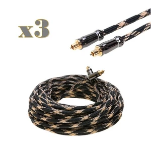 Paquete de 3 cables de audio óptico digital Toslink premium de 25 pies cable de fibra óptica SPDIF - Imagen 1 de 6