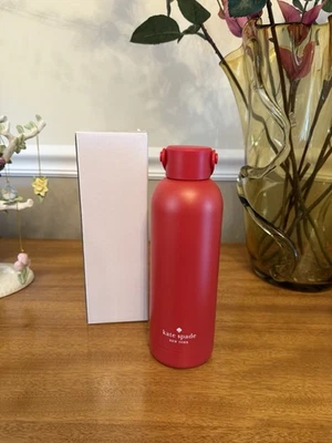 🍓🍄KATE SPADE NEW YORK STAINLESS STEEL INSULATED WATER BOTTLE RED NEW IN BOX