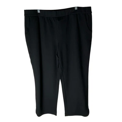 Isaac Mizrahi Live! Pantalones rectos tejidos elásticos 24/7 A572780 negros Petite XL Foto 1 de 4