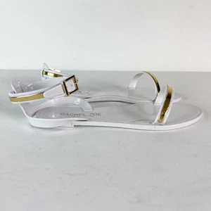 Sandalo donna Rachel Zoe nuovo con etichette cinturino alla caviglia piatto Alicia Jelly bianco taglia 5 - Foto 1 di 7