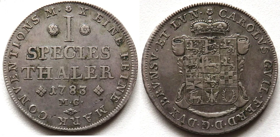 Braunschweig-Wolfenbüttel 1 Convention Thaler / Specie Thaler 1783 MC SS+ 130801 - Image 1 of 1