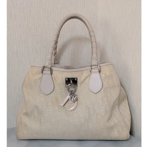 Christian Dior Trotter Handbag Ivory Cannage Silver Hardware Size: 12.6×4.7 in. - Picture 1 of 10