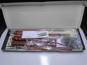 Brookstone 5-teiliges Grillwerkzeug-Set mit Palisandergriffen, Edelstahl Neu aus altem Lagerbestand - Bild 1 von 4