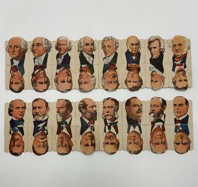 Hoja de marcadores y estatuillas vintage de presidentes estadounidenses de Sears de los años 40 rara 1-32 Foto 1 de 4