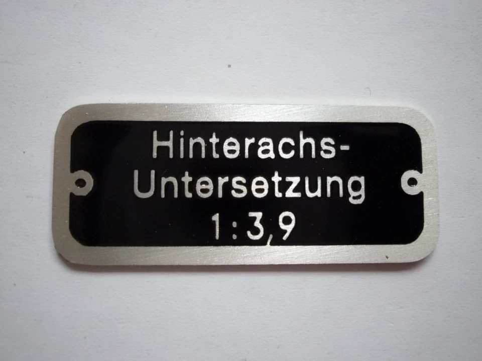 Nameplate Sign BMW 327 328 EMW Rear Axle Reduction 1:3.9 Axis - Image 1 of 1