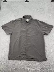 Big Dogs 100% Silk Shirt Adult Large Gray Short Sleeve Button Up Hawaiian Men - Picture 1 of 10