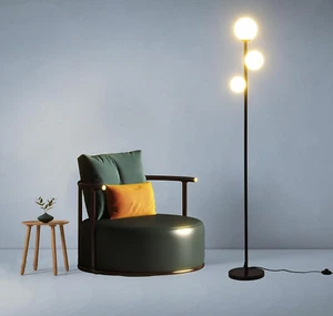 3 Globe Mid Century Floor Lamp, 3 Lights Black Floor Lamp for Living Room LED Bu - Picture 1 of 12