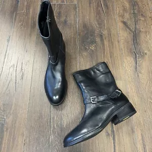 Bota Mesi para mujer Lauren Ralph Lauren talla 9 botín de moto de cuero negro - Imagen 1 de 7