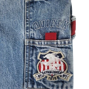 Avirex Boys Denim Flat Front Embroidered Logo Jean Shorts Size 14 Y2K Skater - Picture 1 of 13